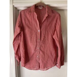 Vintage Gap Women's Button-Down Blouse Red Gingham Checkered Retro Preppy Size 9